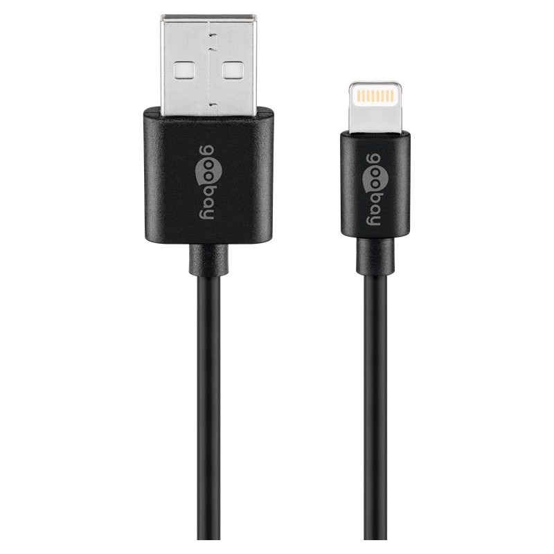Goobay MFI-certifierad USB till lightningkabel i flera längder, svart